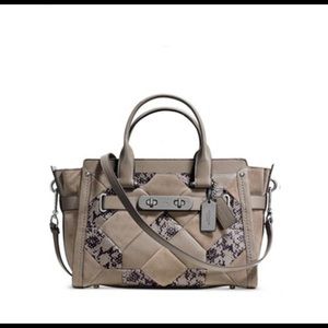 Retired Coach Purse Swagger In Patchwork Exotic Embossed Leather